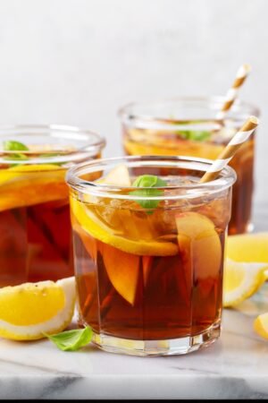 Peach and lemon ice tea